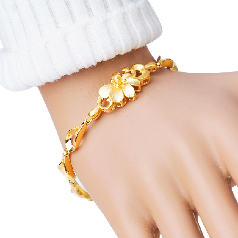 Vietnam arena oro rosa flor pulsera chapado en oro boda novia terciopelo arena pulsera mujer esmerilado imitación oro joyería