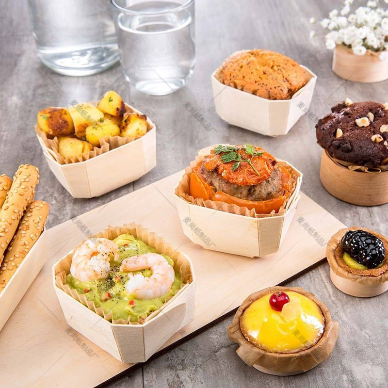 Europeo de Calidad Alimentaria Resistente a altas temperaturas para hornear caja de madera molde de madera cuadrado molde de madera para hornear caja de madera bandeja de madera al por mayor