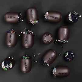 紫砂茶叶罐装密封罐陶瓷小号红茶花茶普洱存茶罐茶缸家用刻字新款