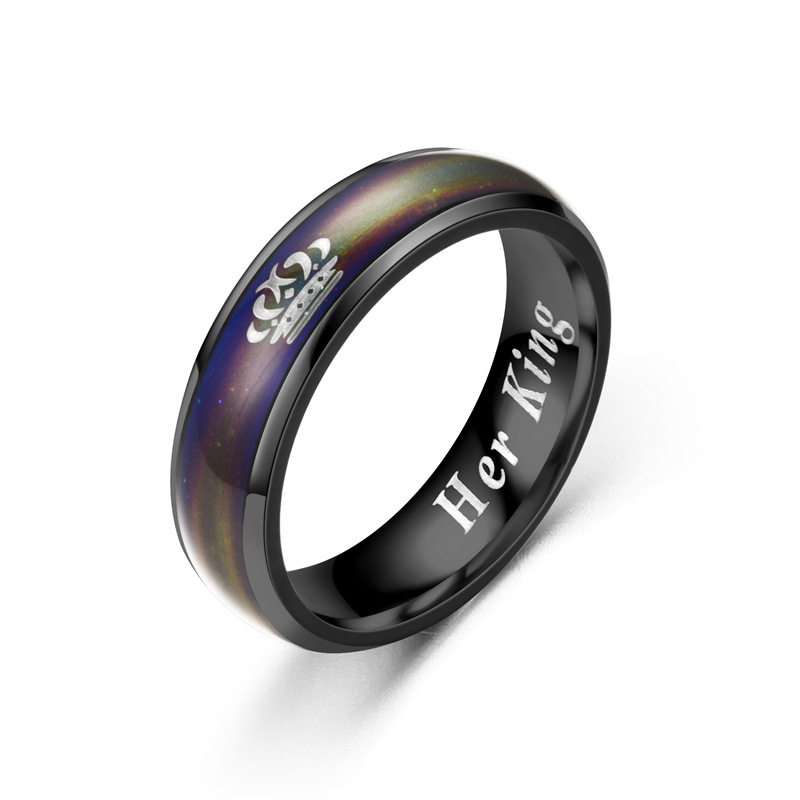 Großhandel Mode Thermochromes Edelstahlpaar Geschnitzter Ring Nihaojewelry display picture 5