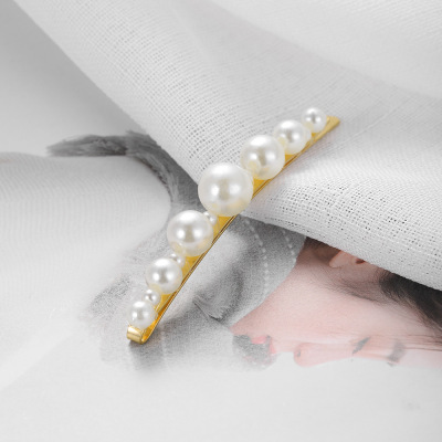 米娅厂家批发韩版简约金属一字夹少女刘海发卡发夹珍珠网红爆款
