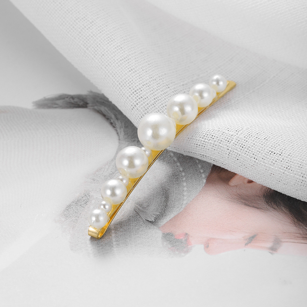 米娅厂家批发韩版简约金属一字夹少女刘海发卡发夹珍珠网红爆款