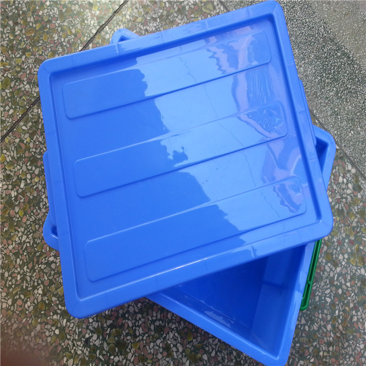 蓝色封闭餐具箱24套餐具长方形塑料箱505*355*185洁具可配盖箱