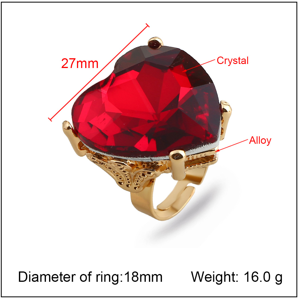 Fashion Heart Shape Alloy Inlay Rhinestones Women's Open Ring display picture 1