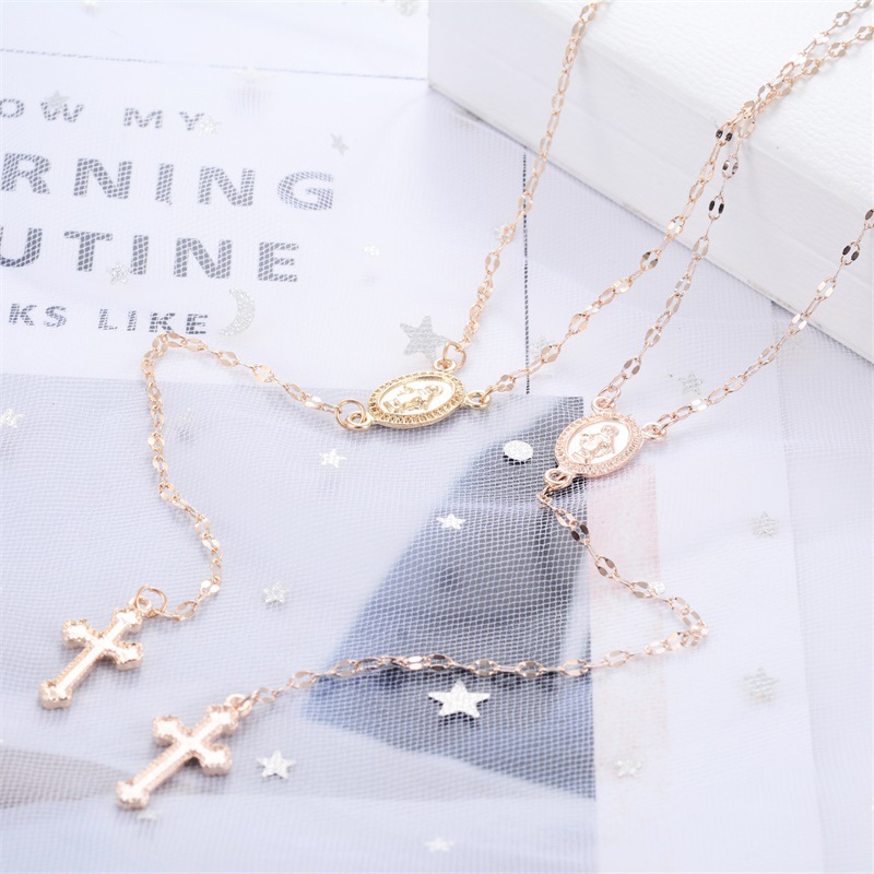 New Fashion Cross Necklace Women&#39;s Clavicle Chain Jesus Easter Jewelry Sexy Tassel Pendant display picture 2