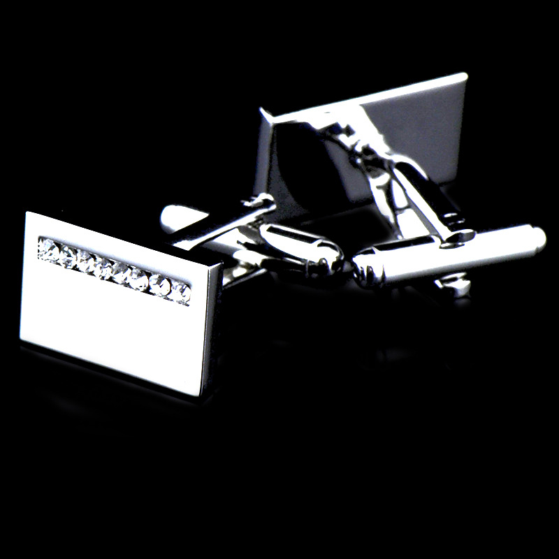 INBO Diamond-embedded white crystal cufflinks cuff nails men and women French buttons 565cufflinks/979005