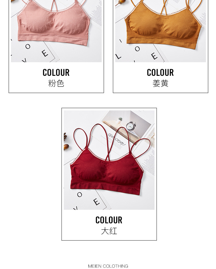 2020 new cross-shaped beauty back halter bra, sexy strapless anti-glare underwear, no steel ring fishwire sports bra detail image 6