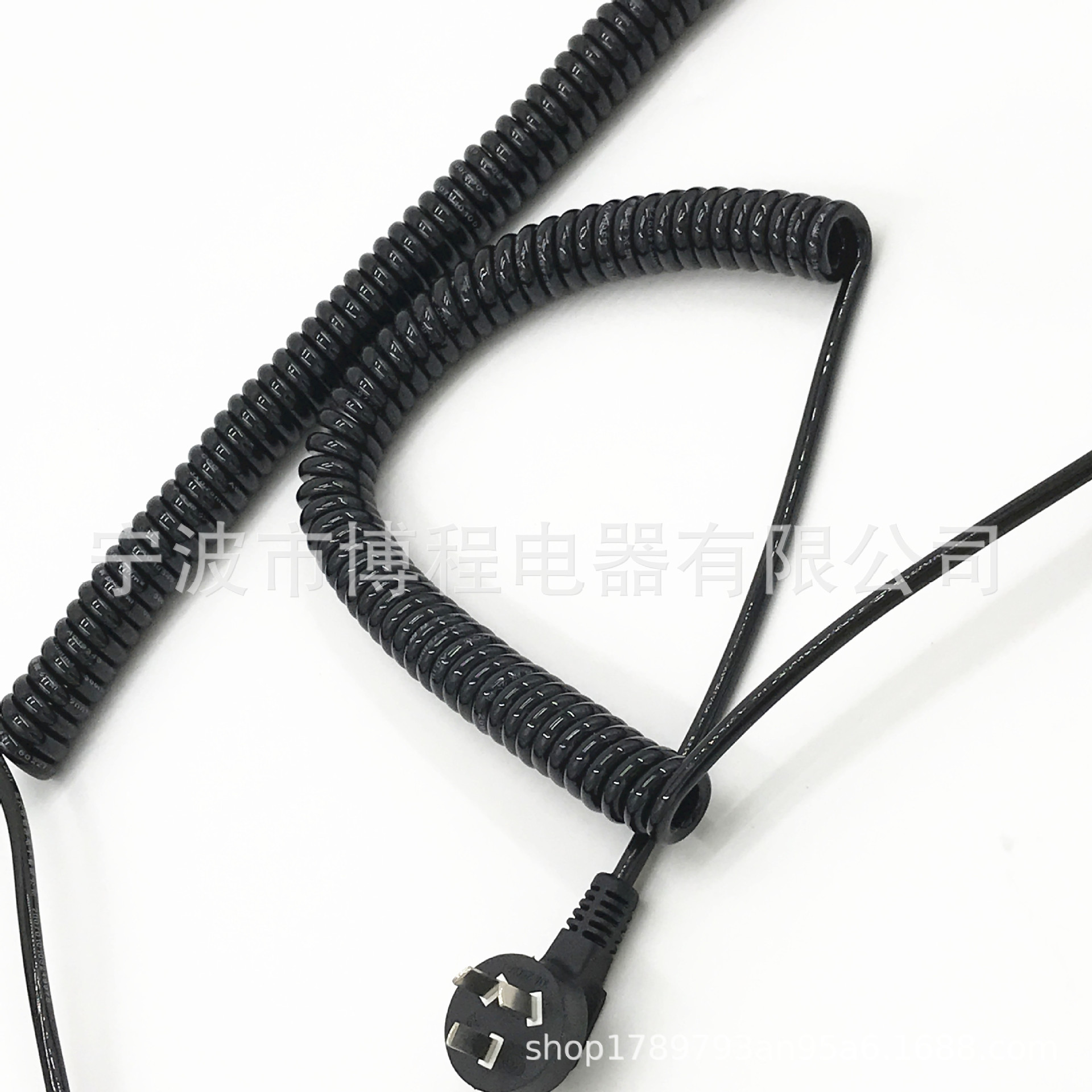 三芯国标插头电源线三芯弹簧线机箱电源线国标PU螺旋线三相电源线