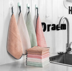 Hangable coral velvet hand towels kitchen cleaning cloths home use no shedding absorbent water towels cleaning rags dishwashing cloths