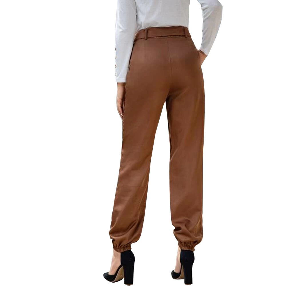 solid color bow tie high waist pants NSSA28589