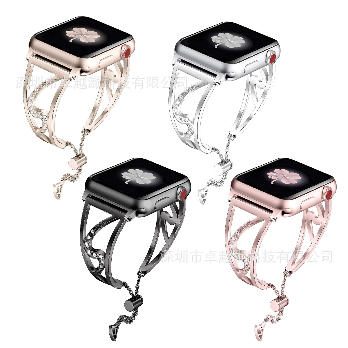 Suitable for Apple watch stainless steel S-shaped diamond half bracelet iWatch4 lightning diamond watch band