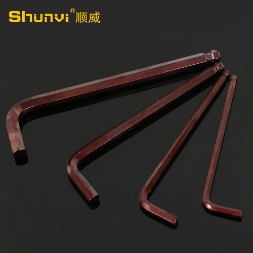 Manufacturer wholesale super hard S2 bronze extended hexagonal wrench 9-piece set medium long ball head hexagonal wrench