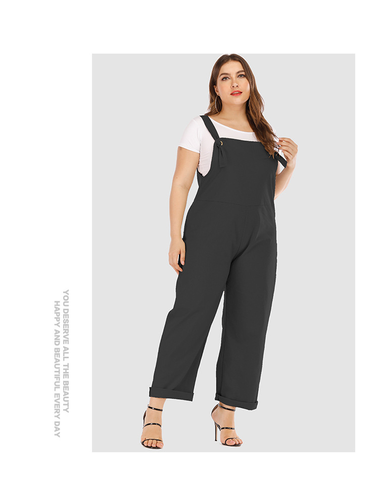 Plus Size Solid Color Wild Loos Jumpsuit NSJR17205