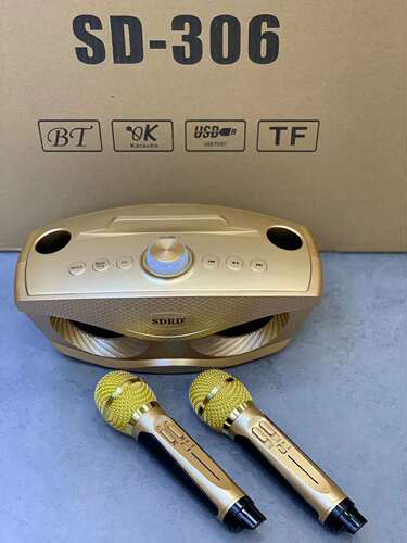 SD-306 Wireless Bluetooth Microphone Card Speaker Home KTV Live Broadcast Portable Speaker Cross-Border Wholesale