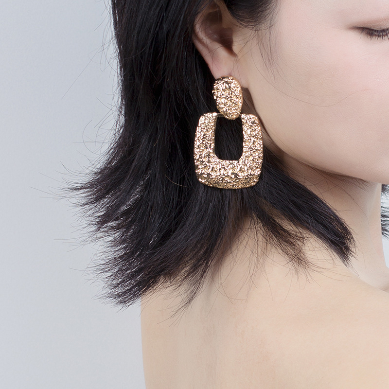 20g Weight Earrings Classification Wedding, Travel Occasion Women'S Gender Gold, Silver Color Fashion New Geometric Triangle Exaggerated Alloy Earrings For Women 4