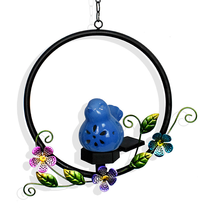 新款工厂太阳能鹦鹉铁挂件LED跨境电商树脂工艺品庭院草坪灯装饰