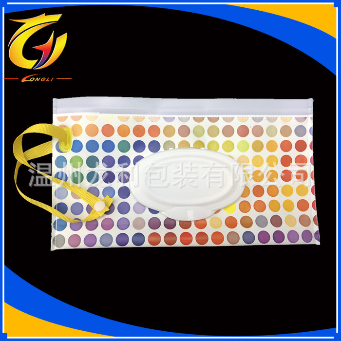 En stock suministro EVA bolsa de tejido húmedo ventana extracción tejido húmedo bolsa de embalaje con tapa necesidades diarias bolsa de embalaje