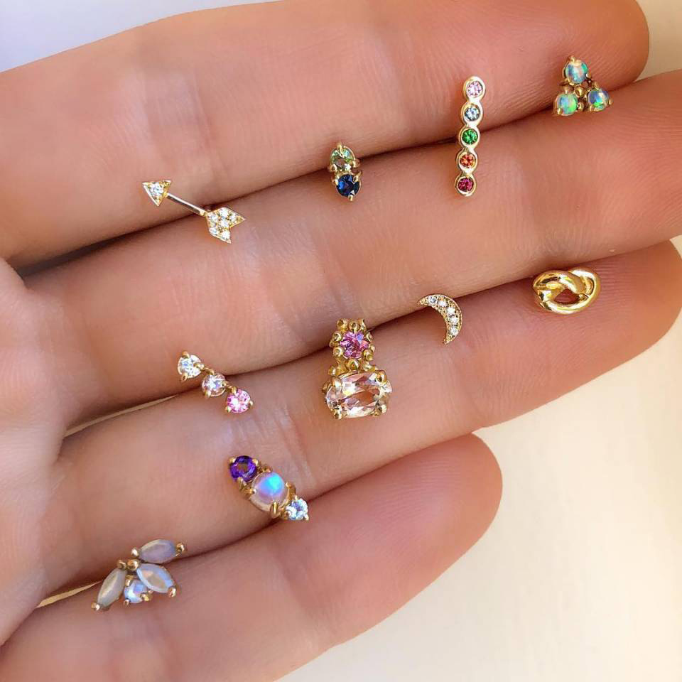 Mode Simple Couleur Diamant 5 Paires De Boucles D'oreilles Boucles D'oreilles En Alliage display picture 1