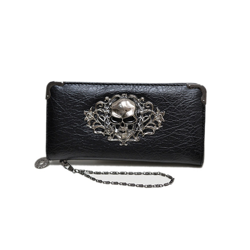  New Skull Fashion Personality Long Women’s Wallet Punk Men’s Clutch Mobile Phone Bag