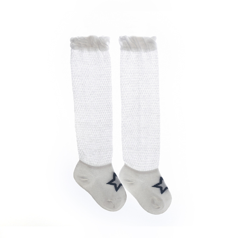 Medias de bebé verano fino sobre la rodilla algodón peinado recién nacido bebé medias altas sin hueso boca suelta calcetines de los niños