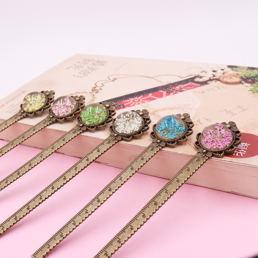 Retro bronce fresco flor eterna flor seca marcador estudiante pareja novias útiles escolares Time Gema marcador