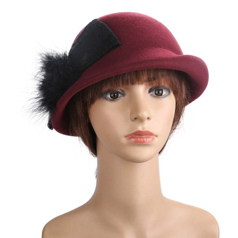 Party hats Fedoras hats for women Dress female Beret custom processing stewardess hat Australian wool bud hat