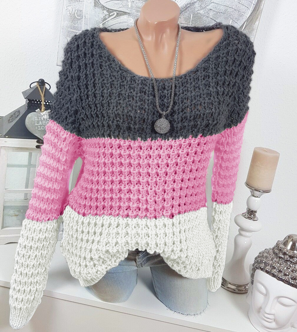 casual round neck contrast color sweater NSLK16936