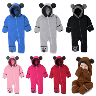 Men's and Women's European and American Children's Long-sleeved Hooded Foot-covered Jumpsuit for Spring and Autumn and Winter