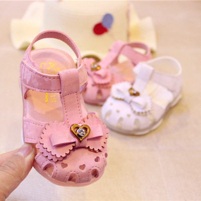 summer new pattern Girls Sandals 1-2-3 non-slip soft sole Baotou Rhinestone Andy Bao-Liang Princess shoes