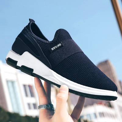 2019春季潮流单鞋 男式透气休闲一脚蹬懒人鞋 爆款运动风跑步男鞋