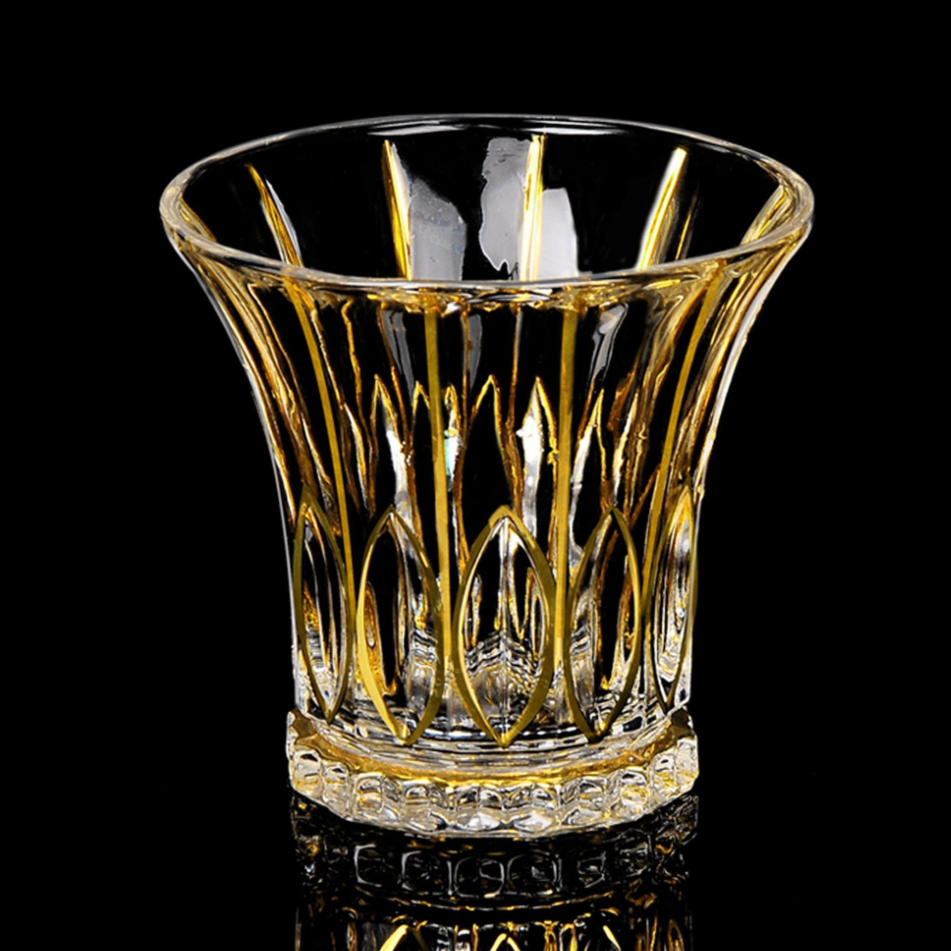 创意美式水晶玻璃描金线威士忌烈酒金箔礼品复古酒具套装磨砂酒塞