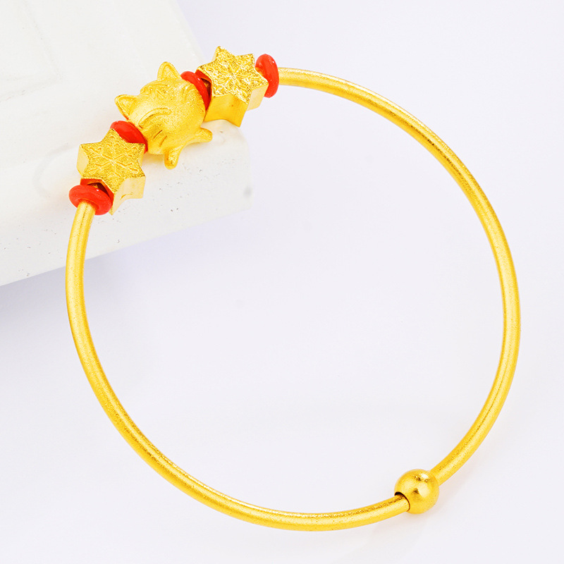 Celebridad en línea arena viva cuentas de oro pulsera mujer imitación oro todo partido chica pulsera abierta chapado en oro pulsera de cuentas de bricolaje