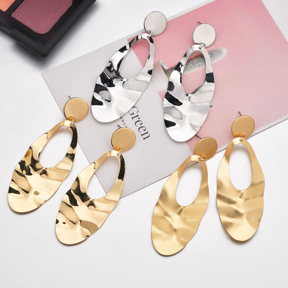 Wedding, Travel Occasion Alloy Material Water Droplets Pattern Fashion Alloy Leaf Hollow Long Pendant Earrings