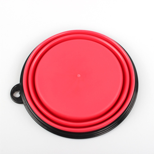 Silicone black frame foldable pet bowl with clip fastener, foldable bowl, portable gourd-style bowl, travel dog bowl, large quantity