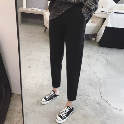 孕妇加厚针织裤毛衣裤秋冬 孕妇包芯纱加厚一体针织毛织毛衣裤冬|ms