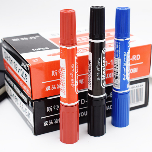 Stedam quick-drying A8 large-head pen black oily thick pen does not fade double-headed marker pen with ink refillable marker pen