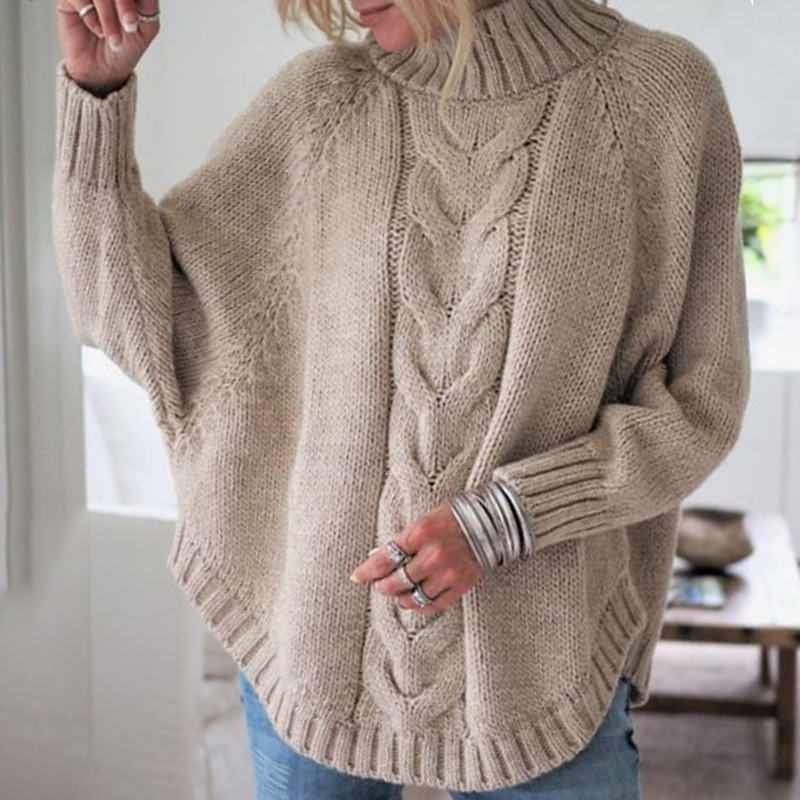 Suéter de punto con mangas de murciélago para mujer, popular en Amazon y eBay, éxito de ventas en otoño e invierno 2026, para comercio exterior.