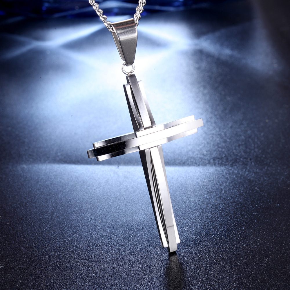 Titanium Steel 18K Gold Plated Rhodium Plated Korean Style Metal Cross None display picture 3