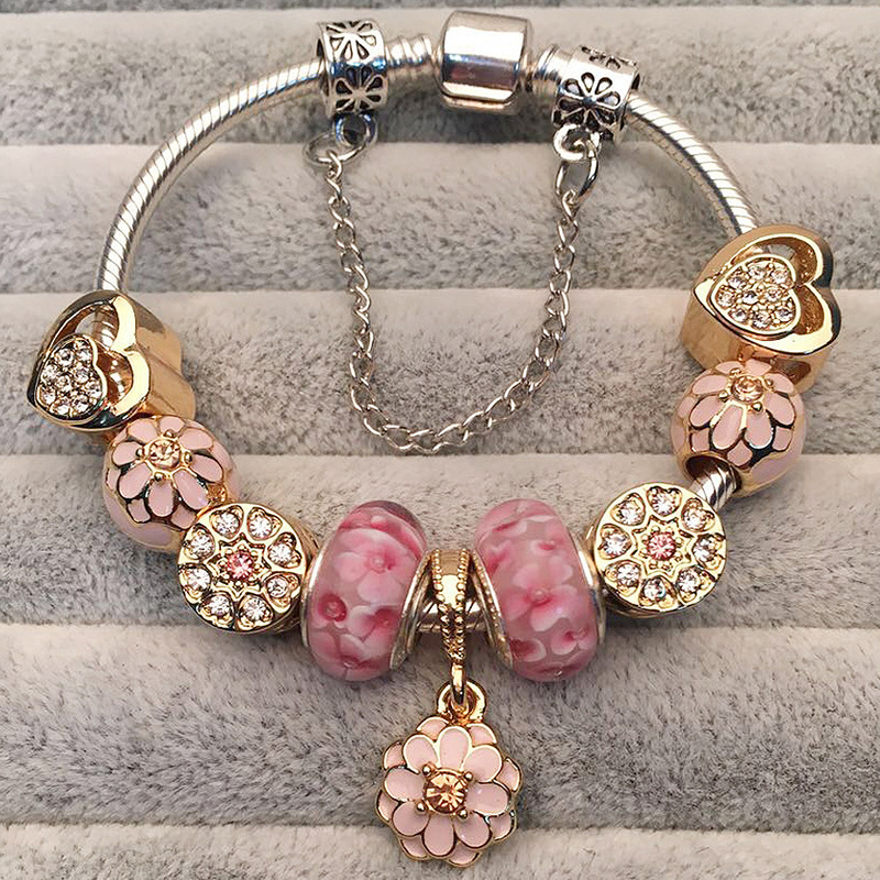Pink Glass Beads Bracelet