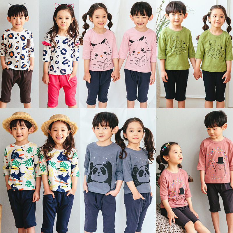 the republic of korea children Underwear men and women Home Furnishings baby Underwear Seventh ultrathin Sweat pure cotton Casual Wear 19puco