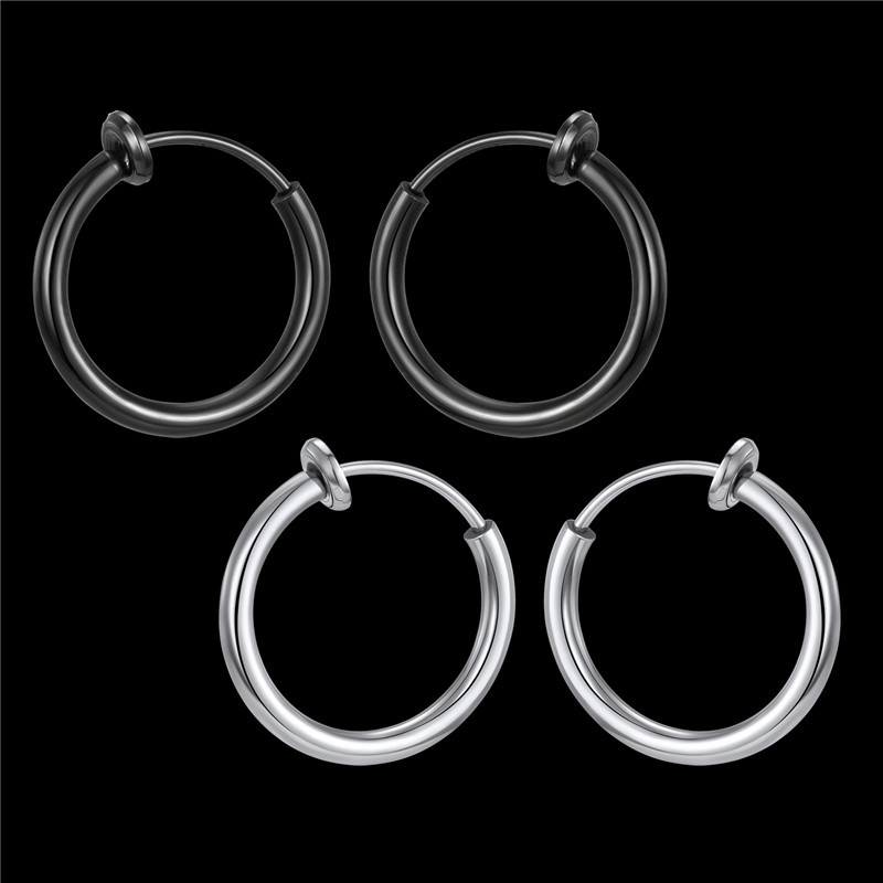 Acier Inoxydable Anti-allergie Sans Oreilles Boucles D'oreilles Européenne Personnalité Ronde Titane Acier Oreille Clip Oreille Clip Nasal Attelle Clip De Lèvre Pour Les Femmes display picture 10