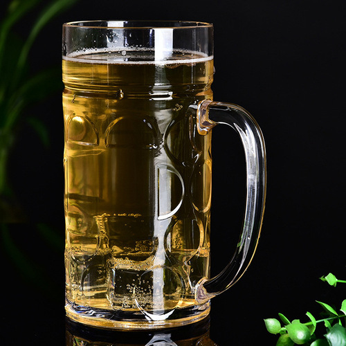 Large Capacity 1 Liter Plastic PS Beer Cup Transparent with Handle Thickened Beer Glass Pineapple Cup Beverage Juice Cup