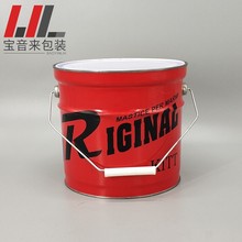 厂家专业供应5L印花大口圆桶 金属油漆罐 化工胶水金属铁罐