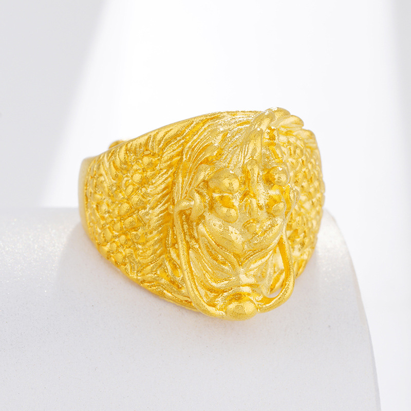 El oro de Vietnam dominante de los hombres de moda anillo de dragón abierto chapado en cobre puro 999 accesorios de oro puesto de suministro al por mayor