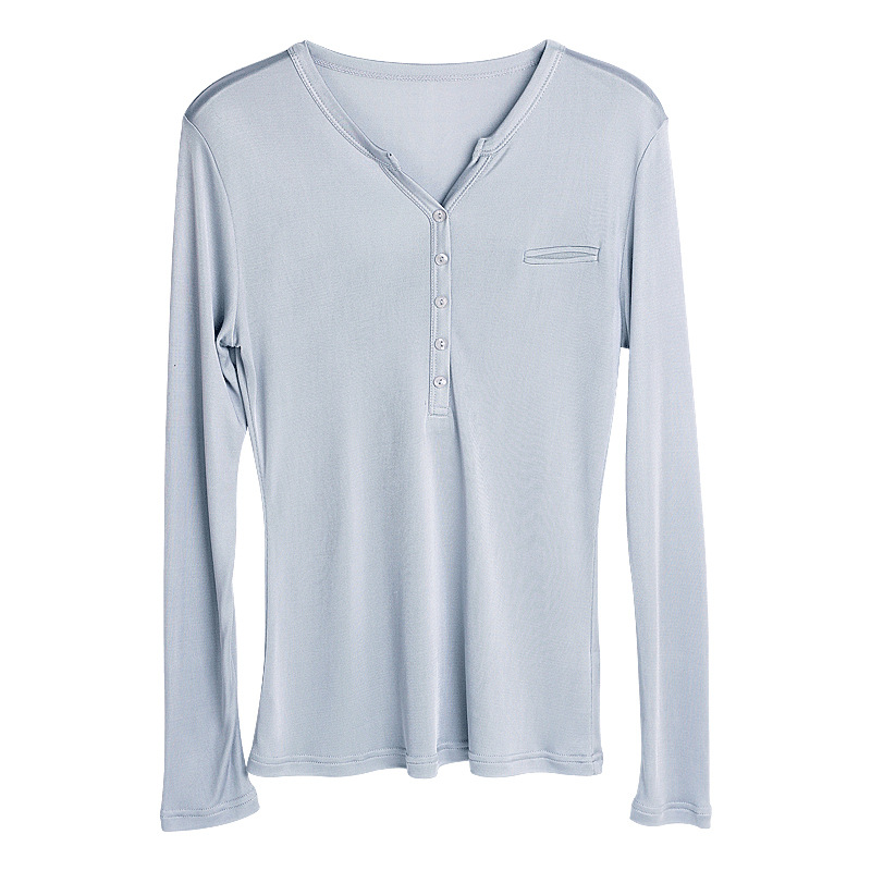 Silk Long Sleeve Womens T Shirt Solid Color Slim Fit Knitted Spring Fashion Casual Wear Wholesale Available