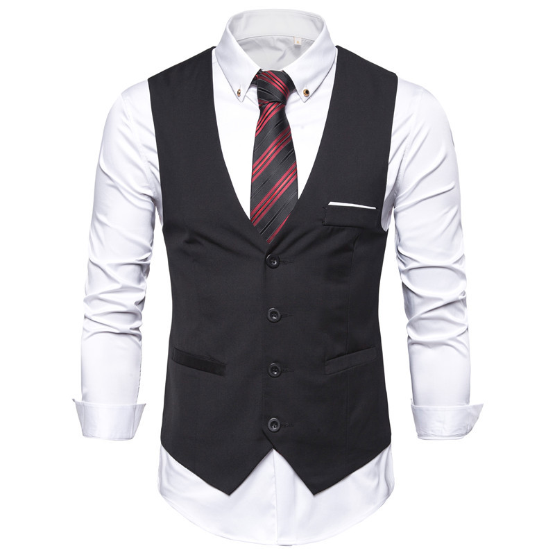 Estilo coreano de los hombres chaleco traje Los sin mangas los hombres chaleco traje chaleco casual negocios profesional formal moda