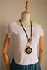 Retro ethnic wooden necklace with bow, sweater, ethnic style, simple and elegant design