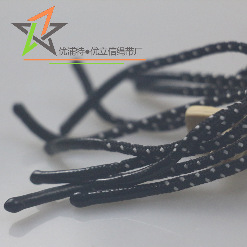 2mm黑色白跳点涤纶绳 黑色硅胶绳 黑色滴胶绳 环保拉链绳 吊绳