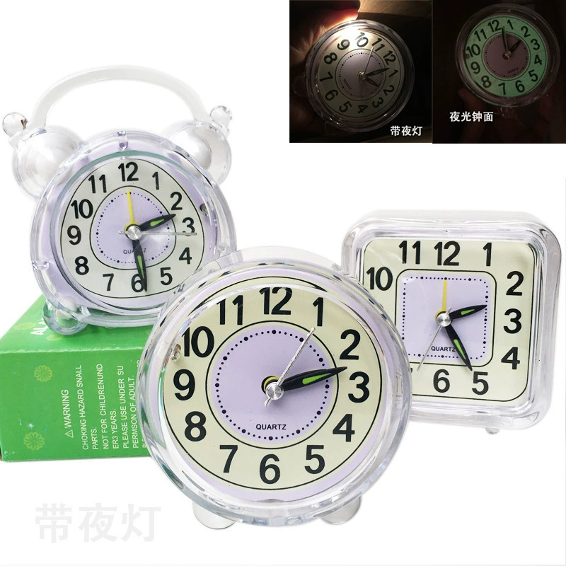 Оптовая продажа от производителя: маленький будильник с хрустальным корпусом и ночником, настольный будильник для студентов и детей, настольные часы.