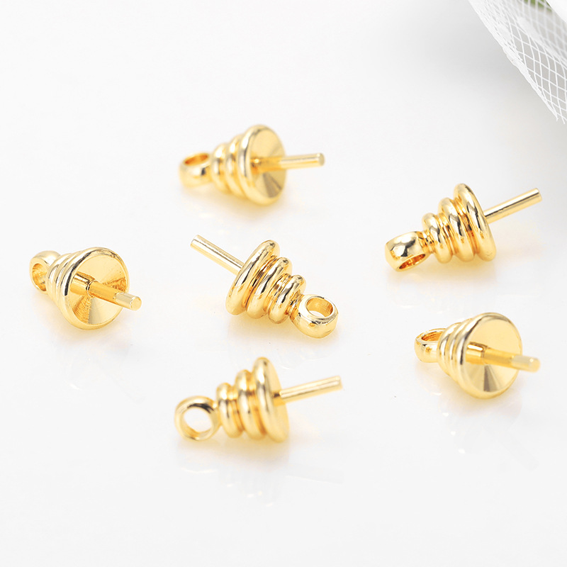 米娅廠家直銷diy飾品配件材料金色螺旋珍珠吊手鏈吊墜耳環挂件